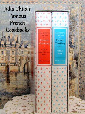 JULIA CHILD FRENCH COOKBOOKS, 2 VOLS w CASE: MASTERING THE ART OF FRENCH COOKING